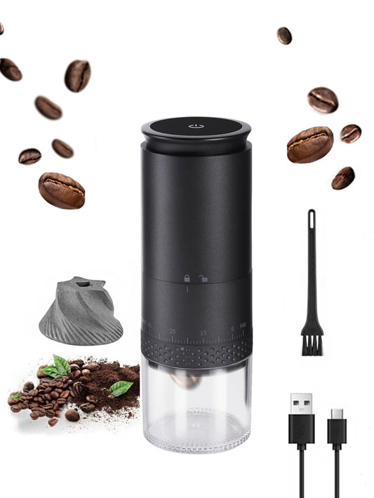 1500mAh Electric Coffee Burr Grinder with Externally Adjustable Type-C Charging - Bean Grinding Machine and Coffee Maker