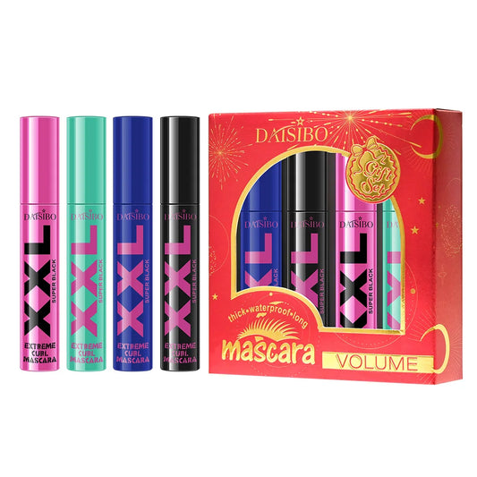 4-Piece Waterproof Curly Eye Black Set - Durable, Anti-Halo, Nourishing Instant Dry Cosmetics Gift Set (10ml)