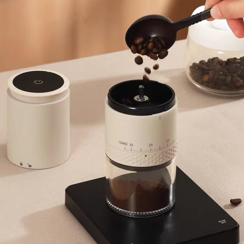 1500mAh Electric Coffee Burr Grinder with Externally Adjustable Type-C Charging - Bean Grinding Machine and Coffee Maker