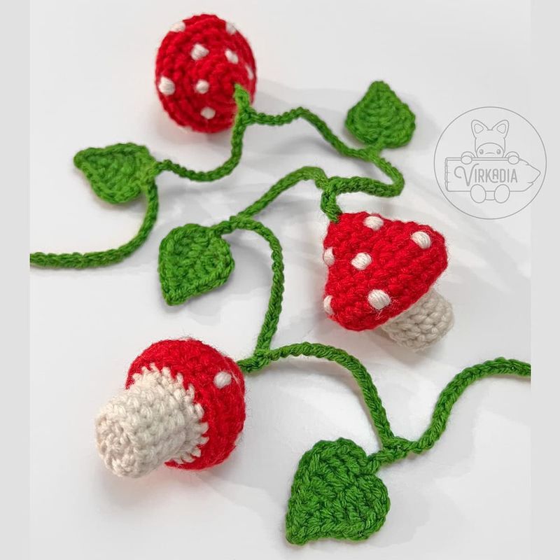 Mini Mushroom Bookmark free crochet pattern by Virkadia