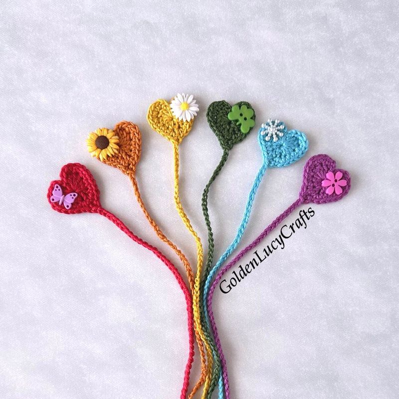 Heart Bookmark free crochet pattern by Golden Lucy Crafts
