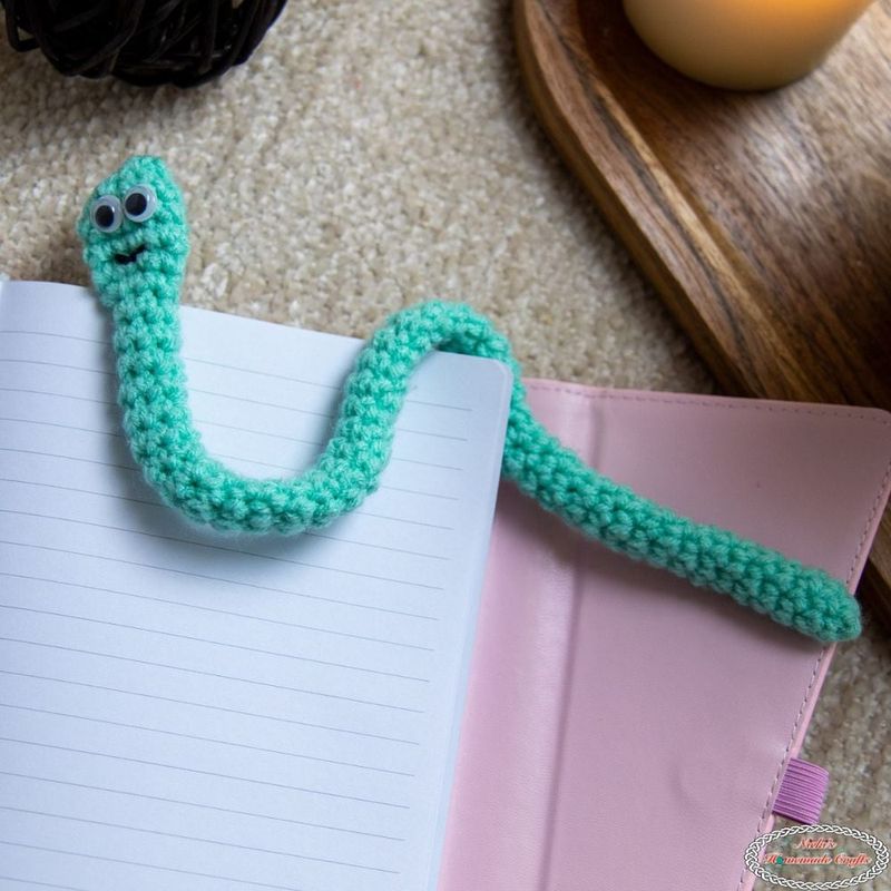 Bendable Worm Bookmark free crochet pattern by Nicki's Homemade Crafts