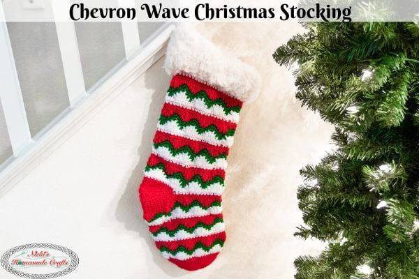 Chevron Wave Christmas Stocking free crochet pattern by Nicole Riley