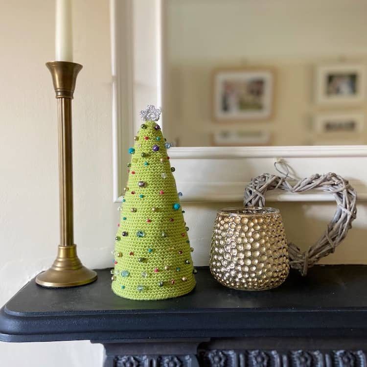 Simple Beaded Amigurumi Christmas Tree free crochet pattern by Hannah Cross