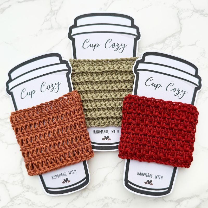 Crochet Cup Cozy (Three Styles) free crochet pattern by Louise Bollanos