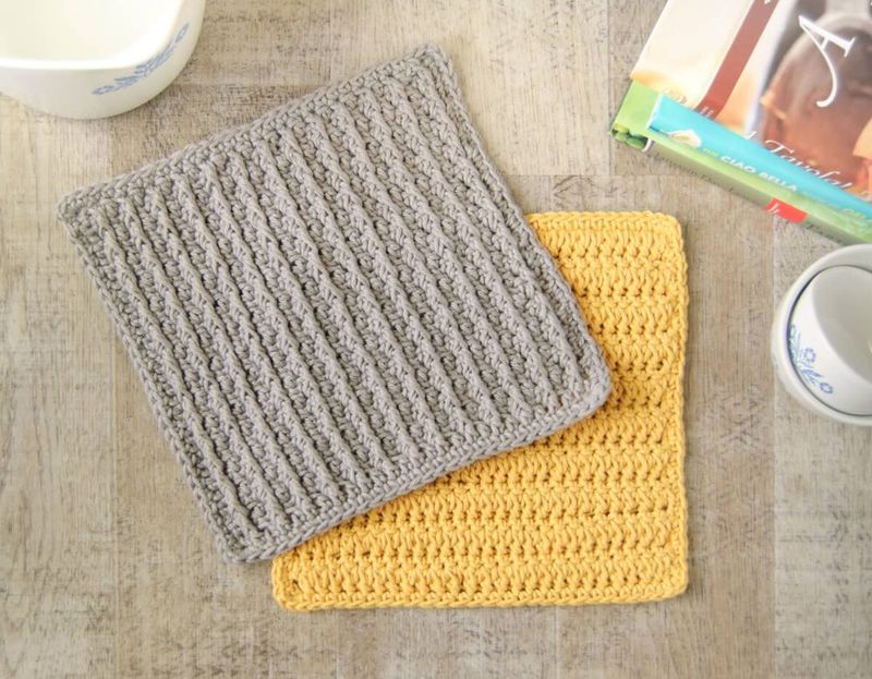 Cabled Columns Dishcloth free crochet pattern by Petals to Picots