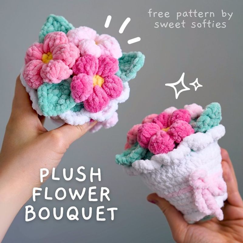 Plush Flower Bouquet free crochet pattern by Jade