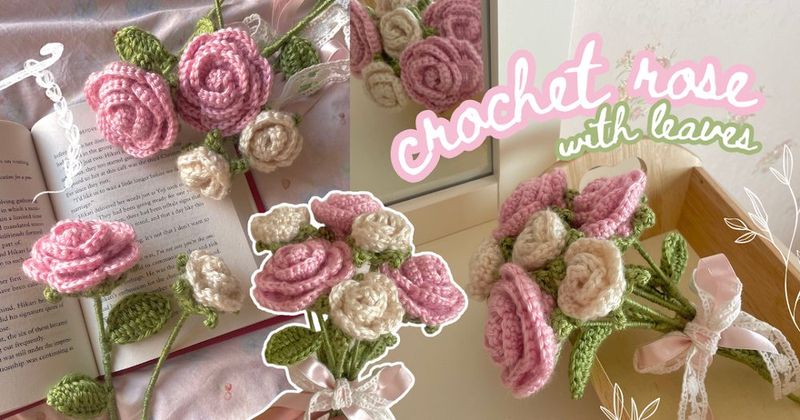 Crochet Rose Bouquet (2 Sizes) free crochet pattern by Mahum