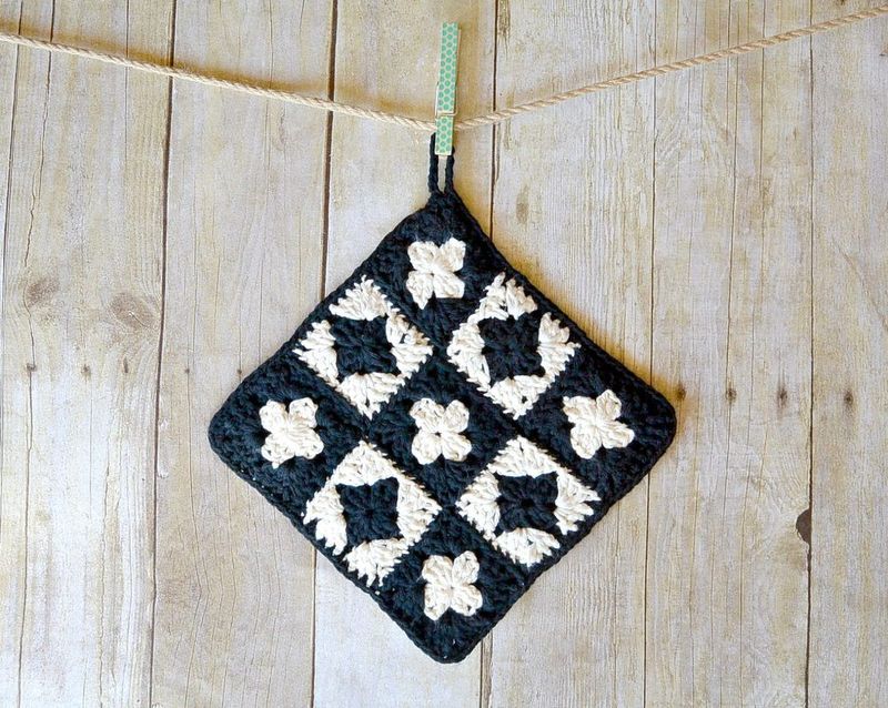 Granny Square Potholder free crochet pattern by Mama in a Stitch