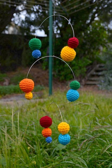 Colourful Baby Mobile free crochet pattern by Helen Scott