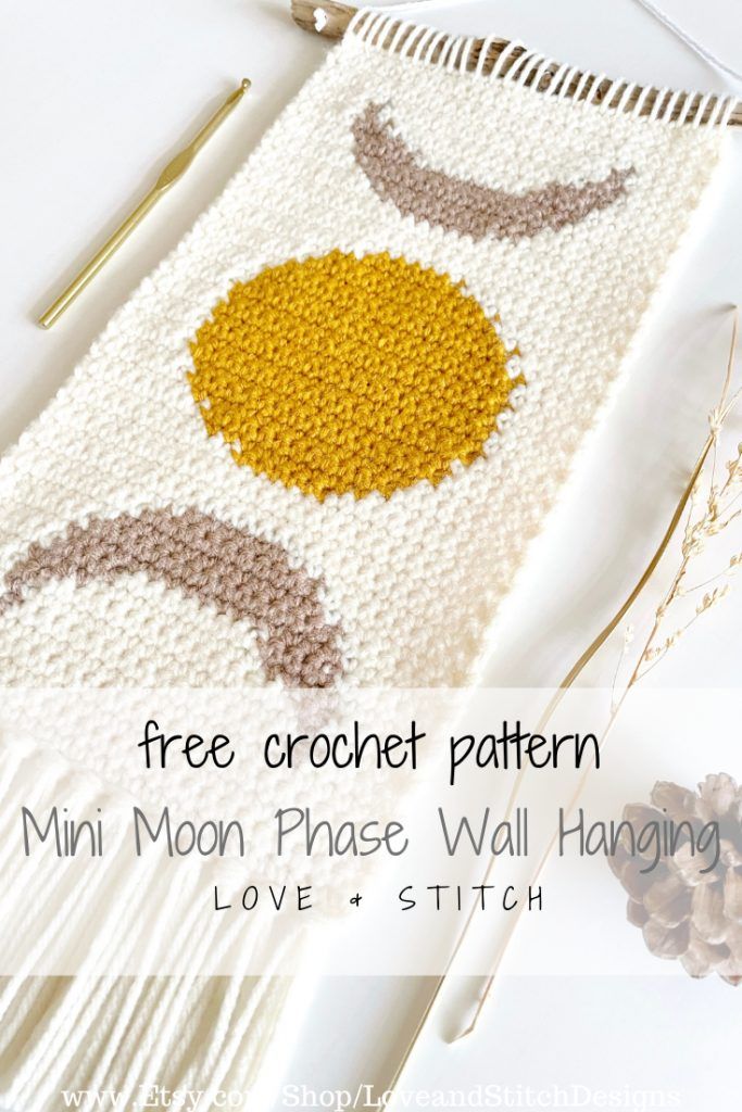 Mini Moon Phase Wall Hanging free crochet pattern by Love & Stitch