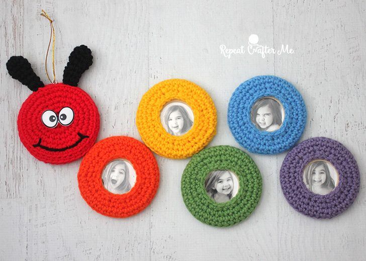 Caterpillar Picture Frame Wall Hanging free crochet pattern by Repeat Crafter Me