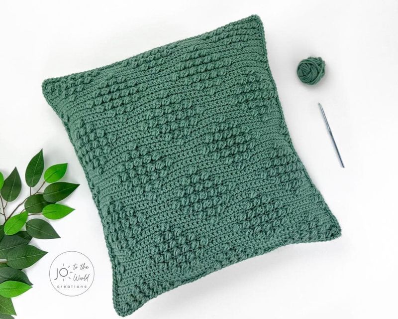 Bohemian Puff Stitch Pillow free crochet pattern by Jo