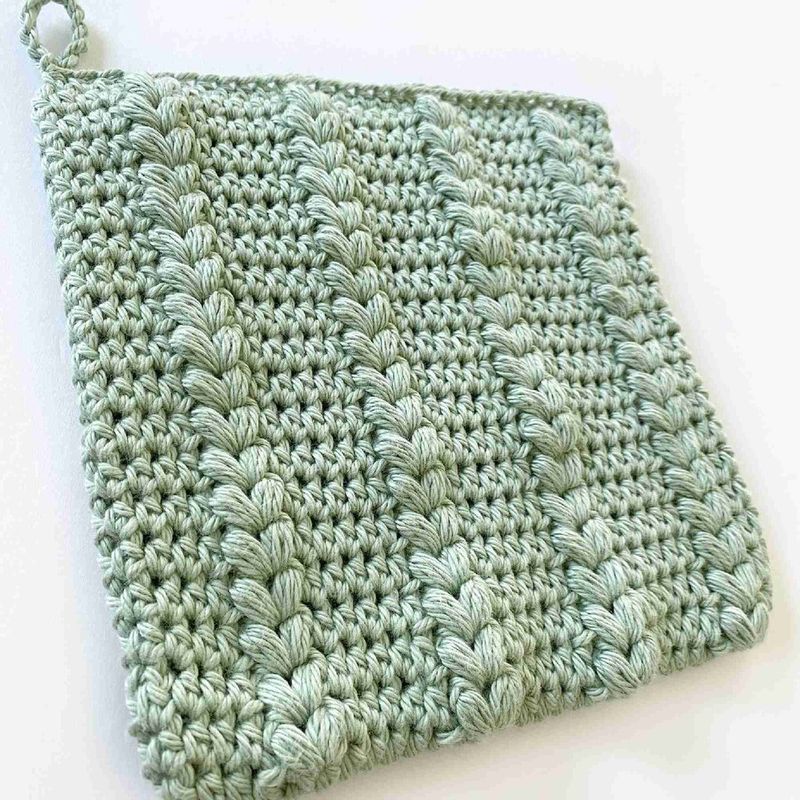 Puff Stitch Heart Potholder free crochet pattern by Dayna Perry