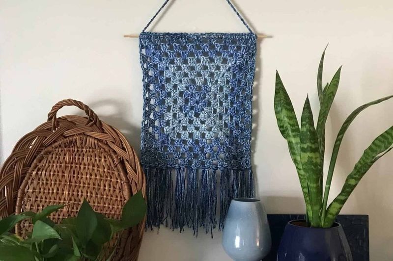 Simple Granny Square Wall Hanging free crochet pattern by Erin Toews