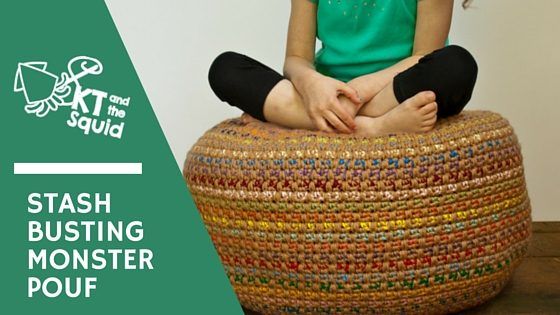 Stash Busting Monster Pouf free crochet pattern by KT and the Squid