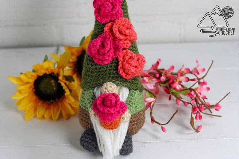 Crochet Rose Gnome free crochet pattern by Lindsey