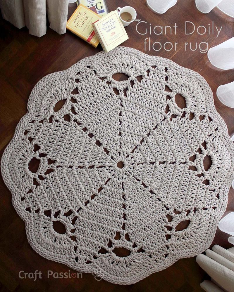 Giant Doily Rug free crochet pattern by Joanne Loh