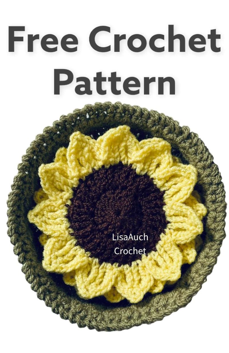 Sunflower Coasters and Basket free crochet pattern by Lisa Auch