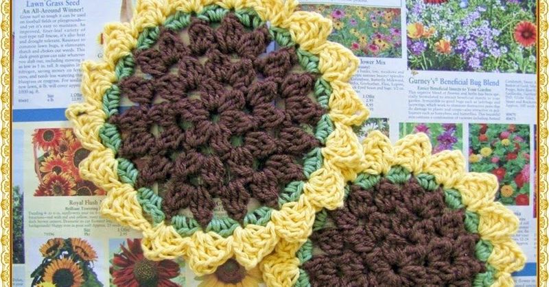 Sunflower Dish or Wash Cloth free crochet pattern by Elizabeth Ann White