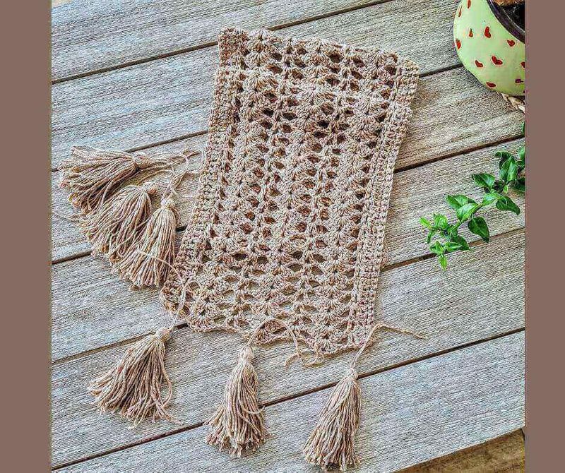 The Cozy Boho Table Runner free crochet pattern by Sandra Regev