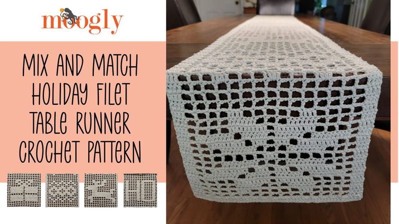 Mix and Match Holiday Filet Table Runner free crochet pattern by Tamara Kelly