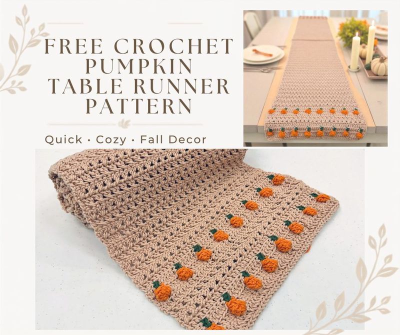 Farmhouse Pumpkin Table Runner free crochet pattern by Angie