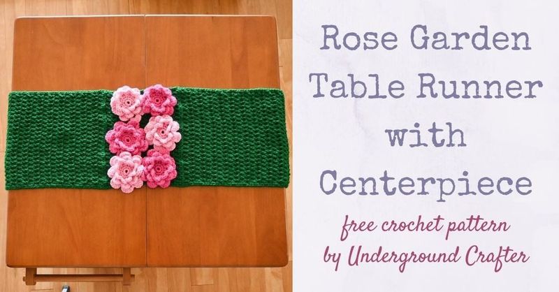 Rose Garden Table Runner with Centerpiece free crochet pattern by Marie Segares