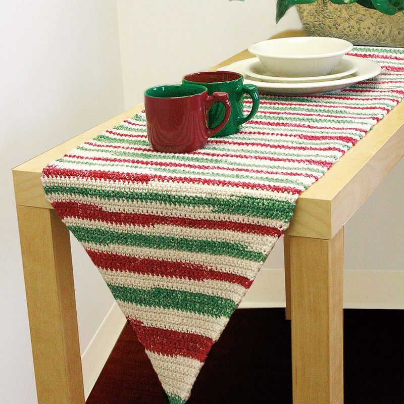 Lily Sugar'n Cream Holiday Stripe Table Runner free crochet pattern by Lily Sugar'n Cream