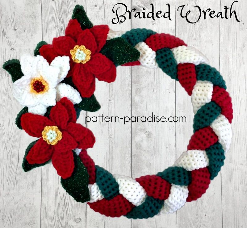 Braided Christmas Wreath free crochet pattern by Pattern Paradise