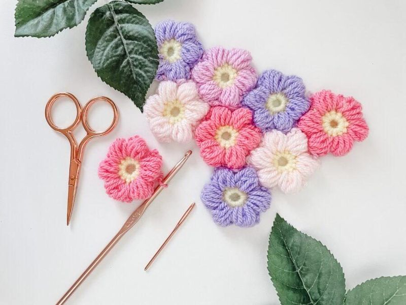 Puff Flower free crochet pattern by Bella Coco Crochet